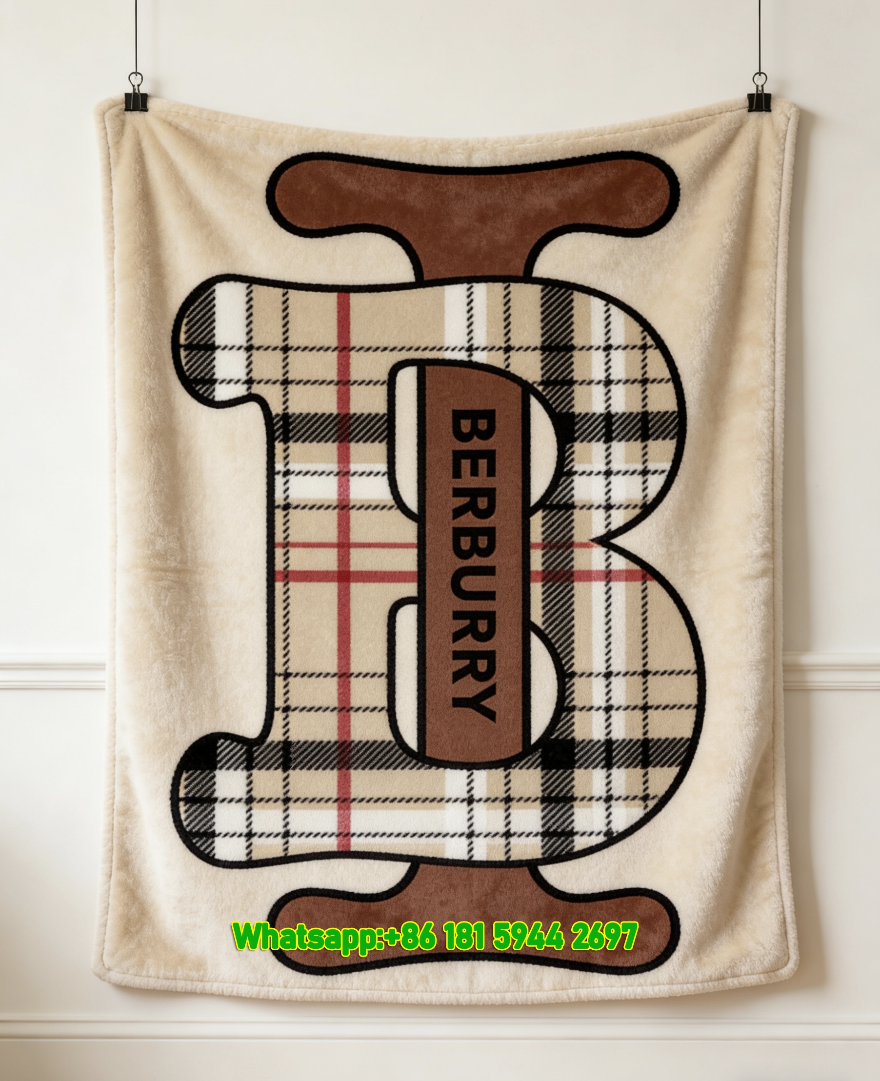 Burberry Monogram Flannel Throw Blanket B161